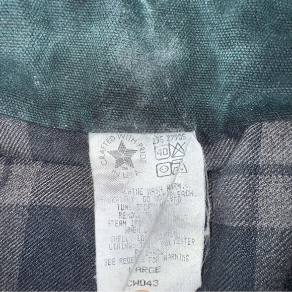 VTG Carhartt Jacket Barn Coat Men Blanket Lined CW043 Green Cape L 90s Detroit - Picture 3 of 10